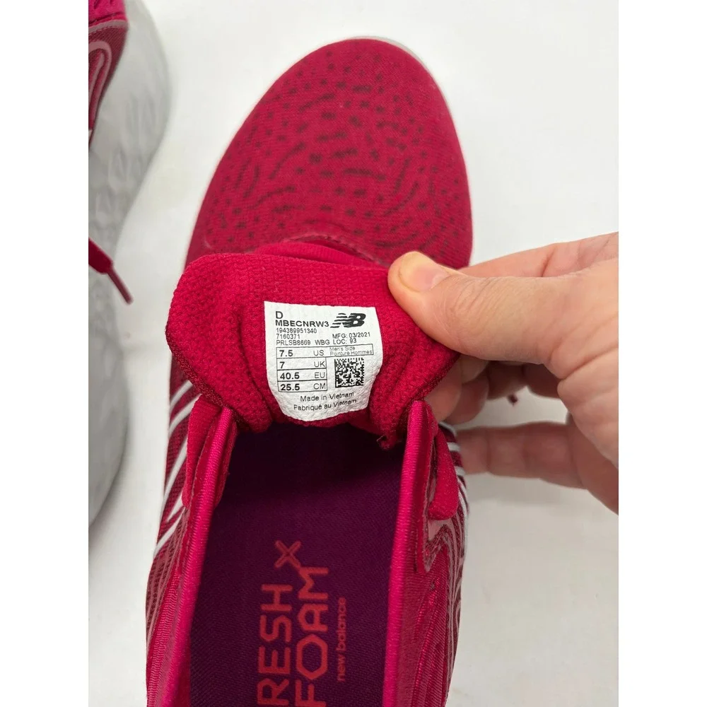New Balance Fresh Foam Beacon v3 Red Running Shoes New Mens 7.5Womens 9 MBECNRW3